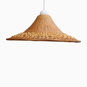Italian Pendant Light in Woven Straw, 1950s