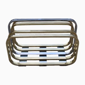 Magazine Rack in Brass from Metalarte, 1970
