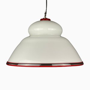 Lámpara colgante de Murano blanca, Italia, años 70