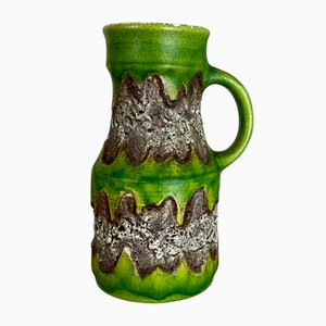 Brutalist Fat Lava Green Ceramic Vases attributed to Dümler and Breiden, Germany, 1970s