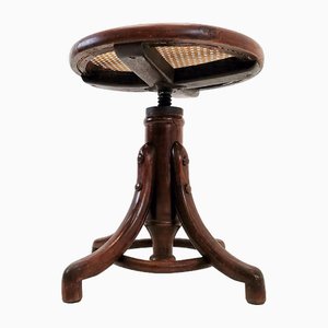 Vintage Swivel Piano Stool in Rattan Chair, 1950s