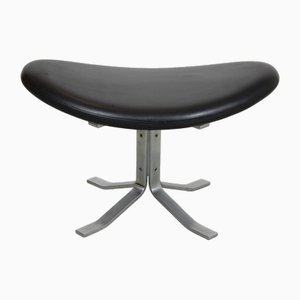 Corona Stool in Black Leather by Poul Volther, 2000s