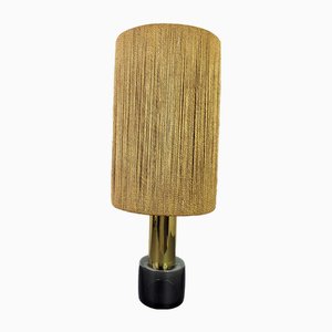 Modernist Sisal Table Lamp in Smoked Glass & Glass in the style of Wagenfeld, Germany, 1960s