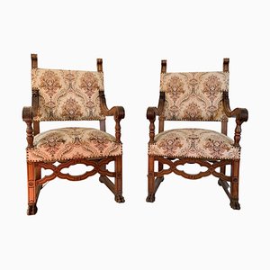 Vintage Renaissance Armchairs, Set of 2