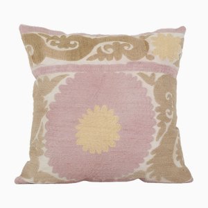 Vintage Pastel Pink Suzani Cushion Cover, 2010s