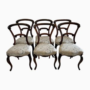 Antique Victorian Carved Rosewood Dining Chairs, 1850s, Set of 6