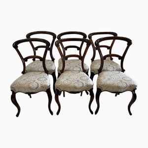 Chaises de Salle à Manger Victoriennes Antique en Palissandre Sculpté, 1850s, Set de 6