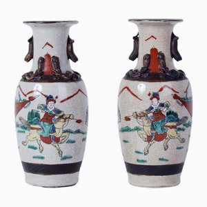 Japanese Ceramic Vases, 1890s, Set of 2