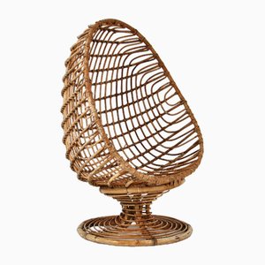 Italian Rattan Egg Chair, 1960s