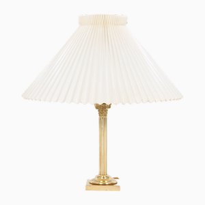 Brass Table Lamp with Lampshade from Le Klint, Denmark, 1920s