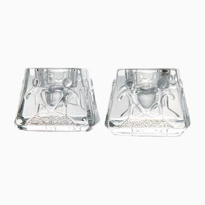 Crystal Glass Candleholders from Orrefors, Sweden, Set of 2