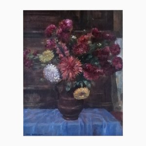 Hans Gartmeier, Bouquet de fleurs, Huile sur Bois, Encadré