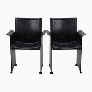 Korium Armchair in Black Leather by Matteo Grassi, 1970s, Set of 2