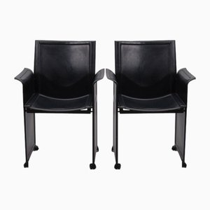 Korium Armchair in Black Leather by Matteo Grassi, 1970s