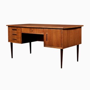 Mid-Century Danish Scandinavian Modern Teak Bilateral Desk, 1960s