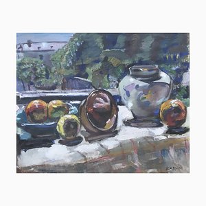 Kala EA, Fruits à la Fenêtre, Oil on Canvas, Framed