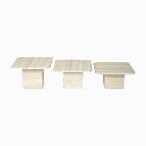 Travertine Standards Tables, Italy, 1970s, Set of 3