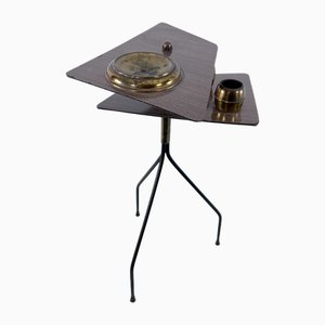 Mid-Century Tripod Ashtray in Brass and Formica, Italy, 1950s