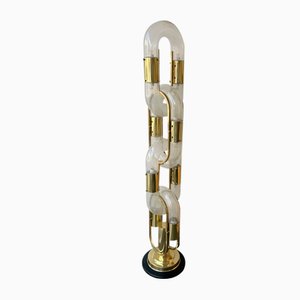 Italian Murano Glass Brass Chain Floor Lamp attributed to Aldo Nason for Mazzega, 1970s