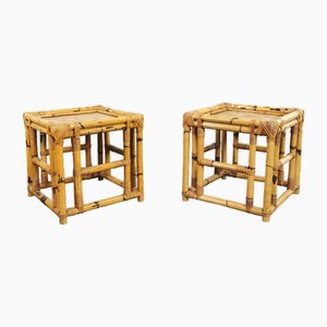 Vintage Coffee Tables in Bamboo, Italy, 1970s, Set of 2