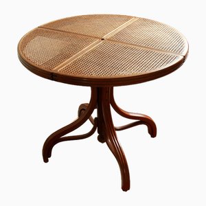 Cherrywood and Viennese Straw Round Table, Italy, 1940s