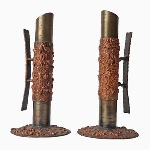 Brutalist Copper Vases, 1960s, Set of 2