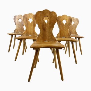 Vintage Oak Brutalist Chairs, 1960s, Set of 6