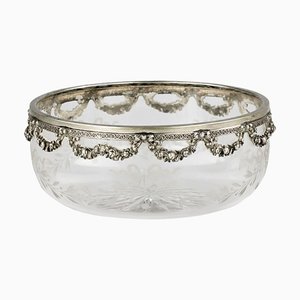 Vaso neoclassico in cristallo e argento, inizio XX secolo.