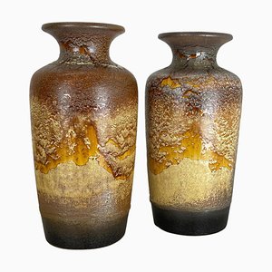 Pottery Fat Lava Desert Vases attributed to Scheurich, Germany, 1970s, Set of 2