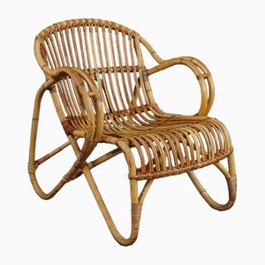 Armlehnstuhl aus Rattan im Niederländischen Design, 1950er