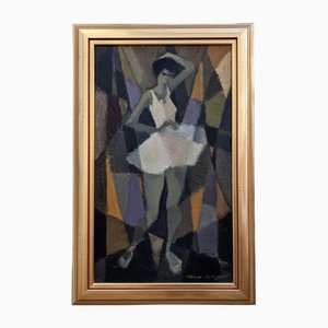 Bailarina cubista, años 50, óleo sobre lienzo, enmarcado