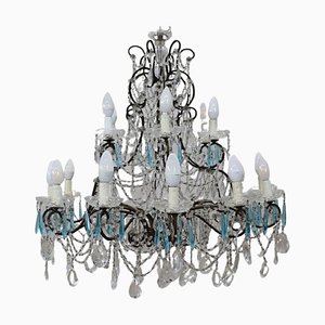 Large Crystal Chandelier with 18 Bulbs, 1930s