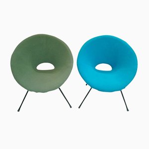 Fauteuils Turquoise & Vert, 1960s, Set de 2