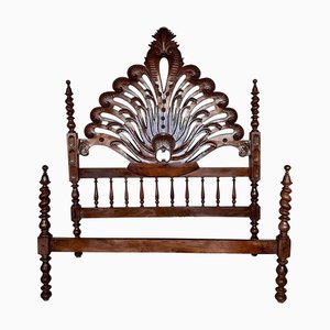 Antique Spanish Baroque Queen Bed, 1900