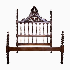 Antique Spanish Baroque Queen Bed, 1890