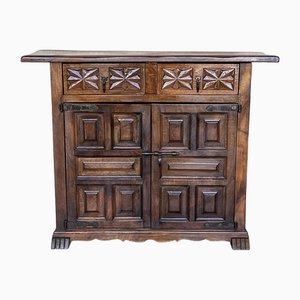 Antique Spanish Tuscan Credenza in Carved Walnut, 1890