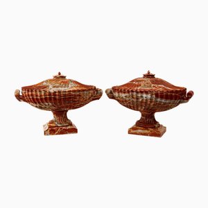 Red Jasper Urns, Early 1900s, Set of 2
