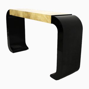 Art Deco Console Table in Black and Blonde, 1980