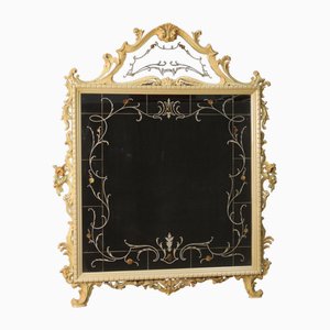 Italian Lacquered Mirror with Floral Decorations, 1960