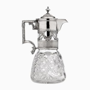 Russian Silver and Cut Glass Claret Jug from Khlebnikov, 1890s