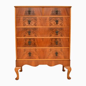 Large Antique Figured Walnut Chest of Drawers, 1930