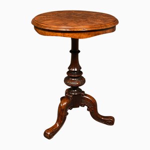 Antique English Early Victorian Lamp Table in Burr Walnut