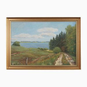 Karin Hermansen, The Road to the Lake, 1980s, Oil on Canvas, Framed