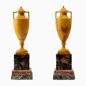 Urns in Yellow Marble, 1840, Set of 2