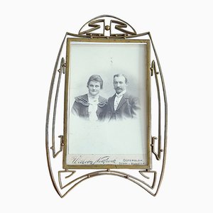 Antique Art Nouveau Picture Frame from Brass, 1890s
