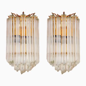 1970s Murano Glass Wall Sconce Lamps attributed to Paulo Venini, Set of 2