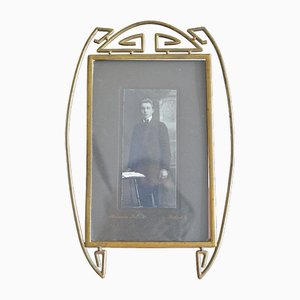 Antique Art Nouveau Picture Frame from Brass, 1890s