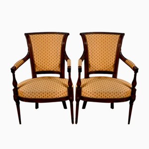 Louis XVI Style Armchairs in Mahogany, Set of 2