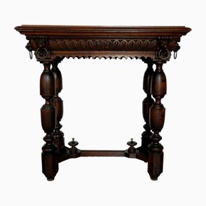Victorian Carved Oak Console Table, France, 1880s