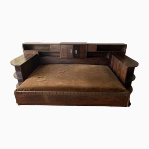 Sofá cama Art Déco de madera de palma, años 30